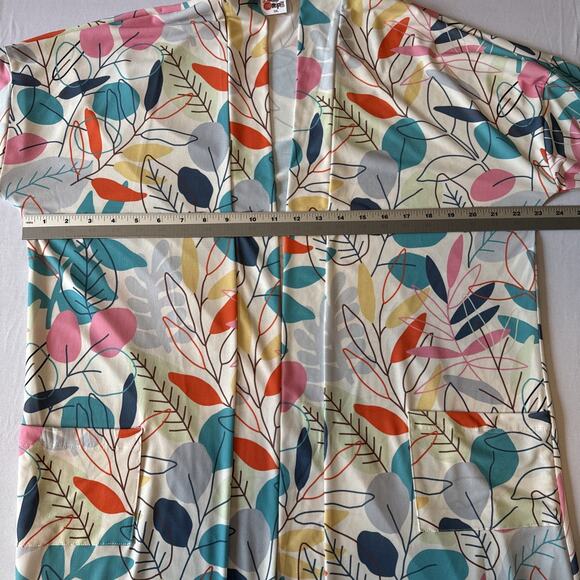 Zig Zag Stripe Women’s Plus Size 2XL Boho Art Rainbow Stretch Longline Cardigan - Picture 5 of 6